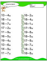 Çıkarma işlemi yaprak test